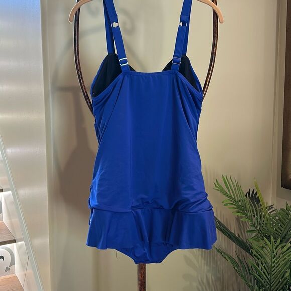 Dolphin Bright Blue One Piece SwimSuit Size 14 - Picture 5 of 8